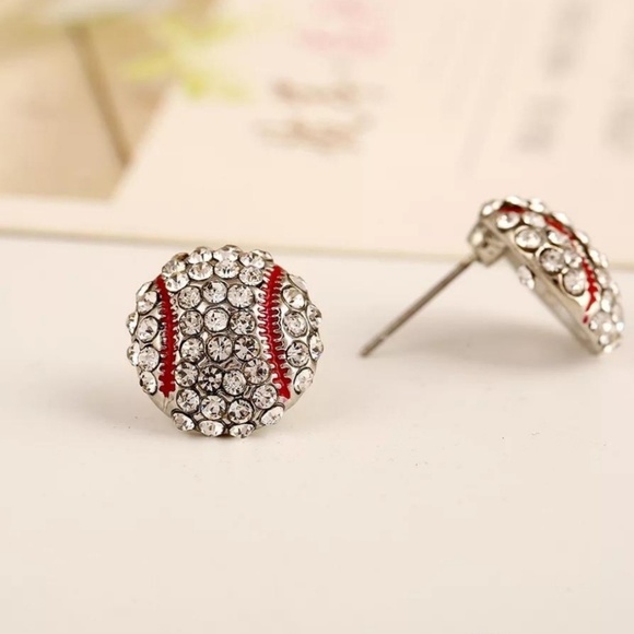 Baseball Crystal Stud Earrings - Picture 1 of 1